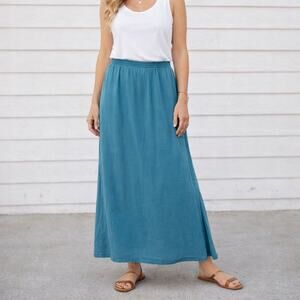 Tianello Tunnel Tencel Boho Minimalist Teal Skirt Slit Made USA Size Large